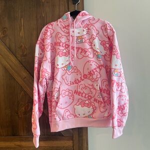 Hello Kitty Patterned Pink Hoodie for Kids